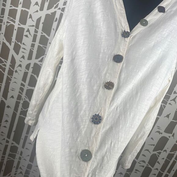 Soft Surroundings Slubbed Cotton Funky Button Front Shirt PXL - Picture 5 of 11